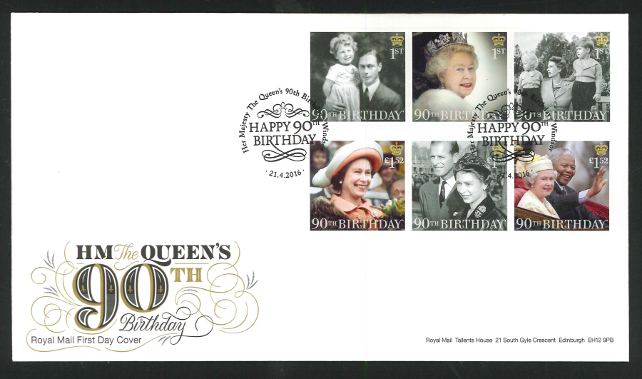 2016 - Queen's 90th Birthday, First Day Cover, Happy 90th Windsor Postmark